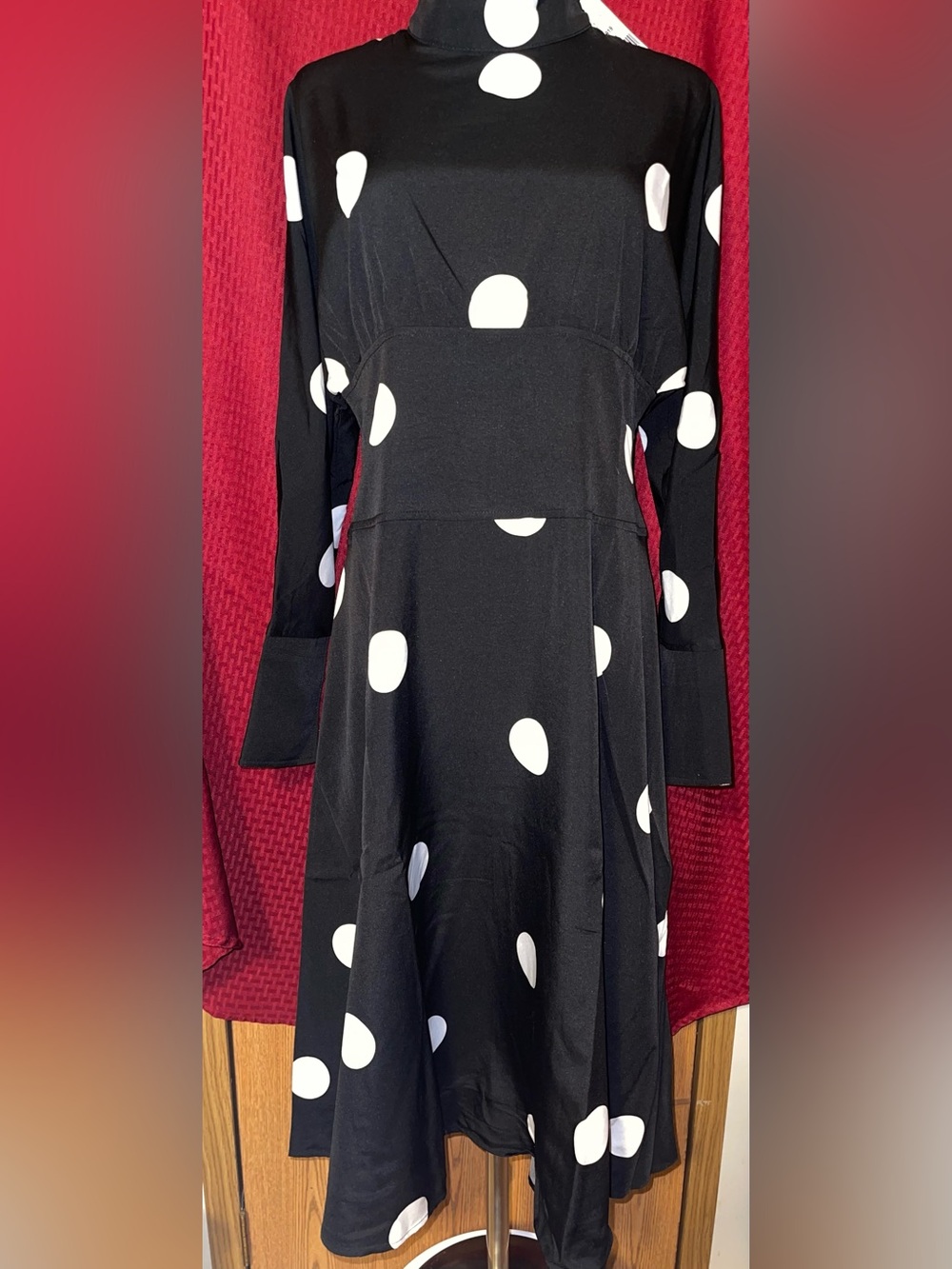 Black and White Polka Dot Midi Dress